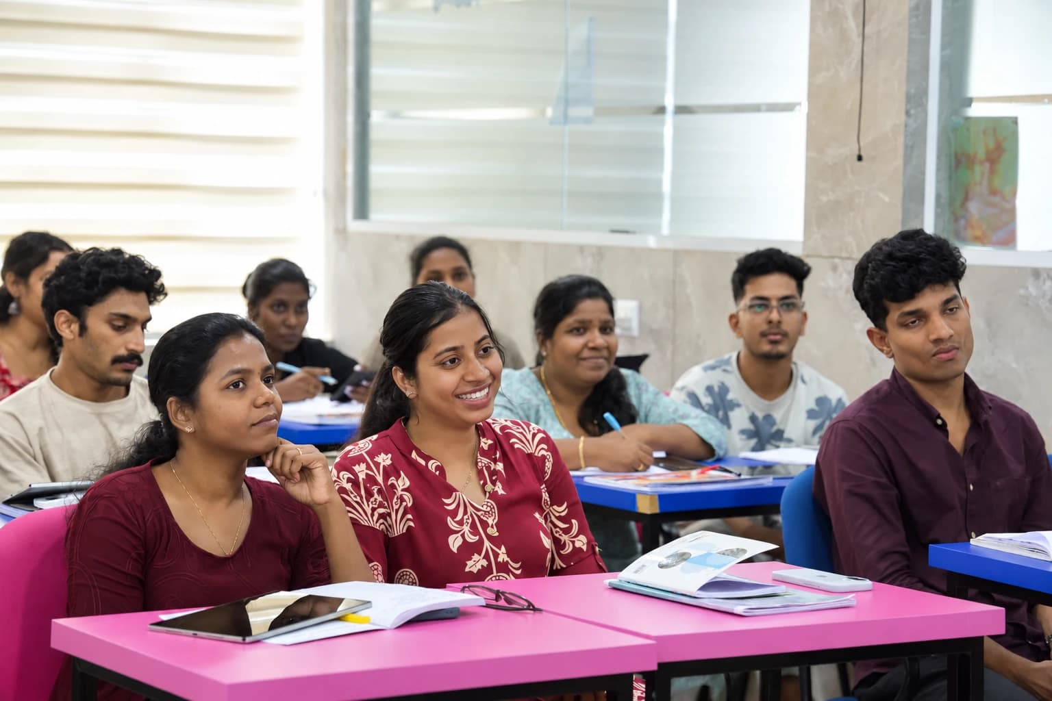 Learners in a German course at the academy